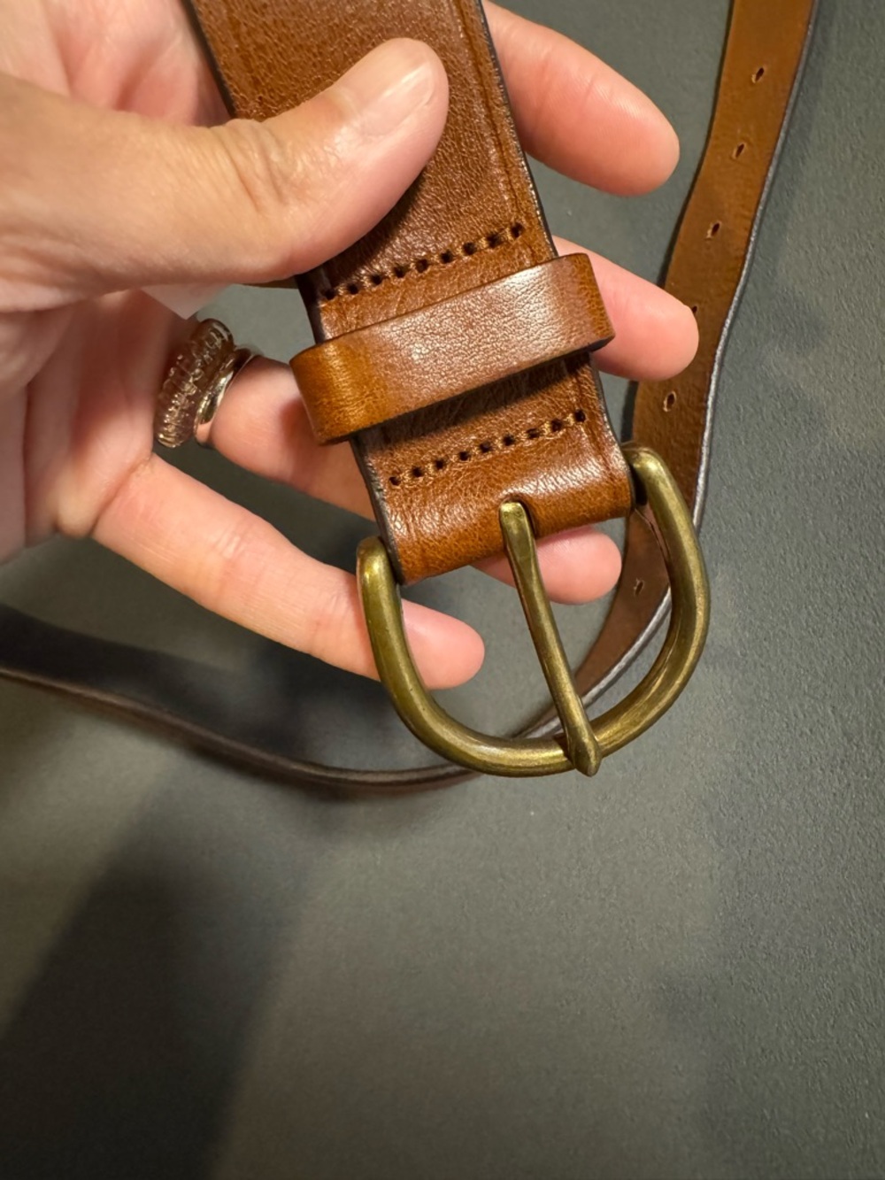 Madewell Brown Leather Belt with Brass-Tone Buckle - Picture 12 of 12